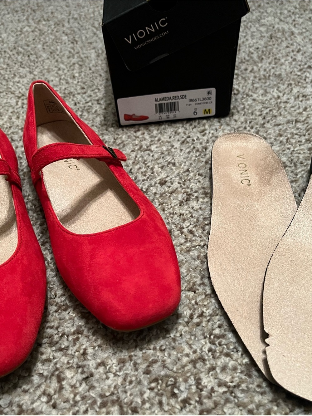 Vionic Red Mary Jane Flats with Cushioned Insoles